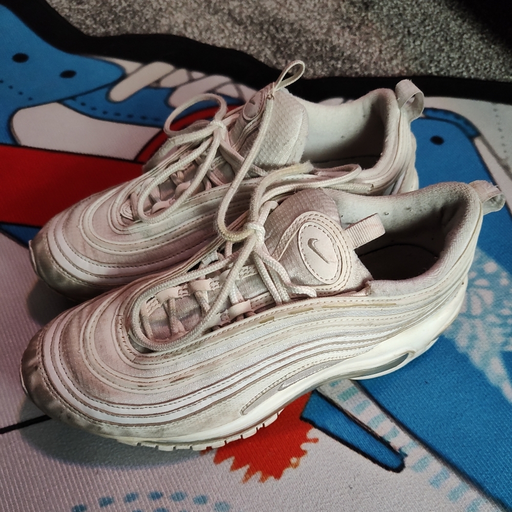 Nike Air Max 97 Triple White worn Size 7Y
